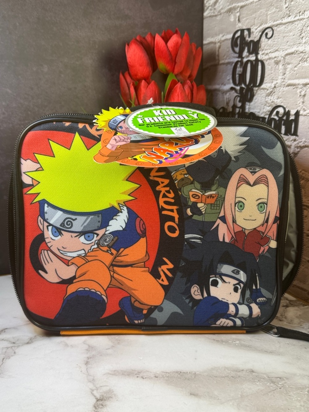 Naruto Kids Orange & Black Lunch Bag by